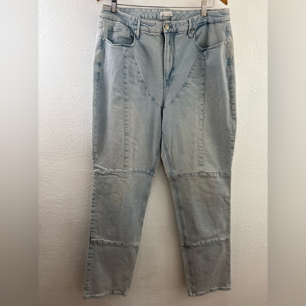 Good American Womens Good Boy Flat Tummy Blue Denim curvy Jeans size 16